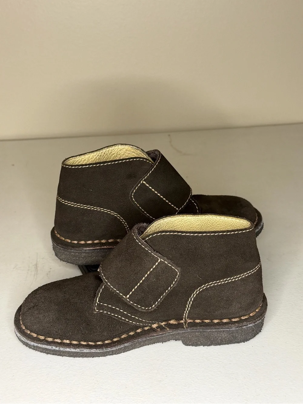 Primigi Brown Suede Chukka Boots with Hook-and-Loop Strap
